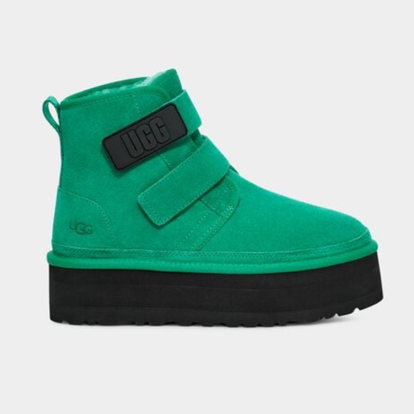 🆕UGG SIZE10 EMERALD GREEN NEUMEL PLATFORM BOOT KELLY GREEN STRAP BLACK PLATFORM - Picture 4 of 9